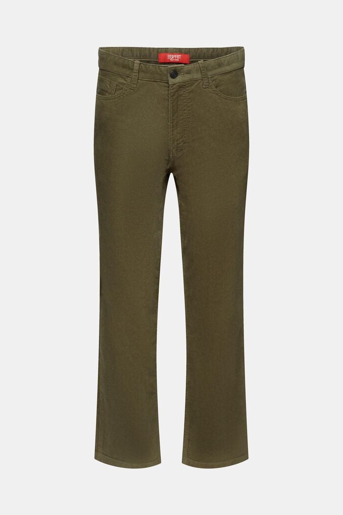 Manšestrové kalhoty s rovným straight střihem, KHAKI GREEN, detail image number 6
