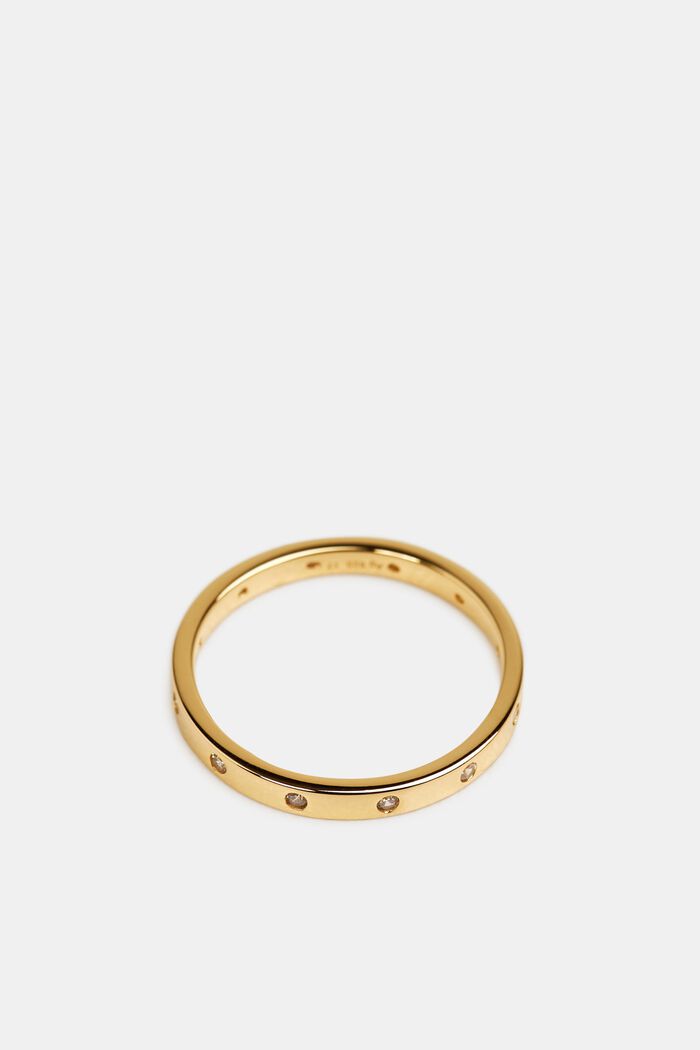 Vrstvený prsten se zirkony, sterlingové stříbro, GOLD, overview