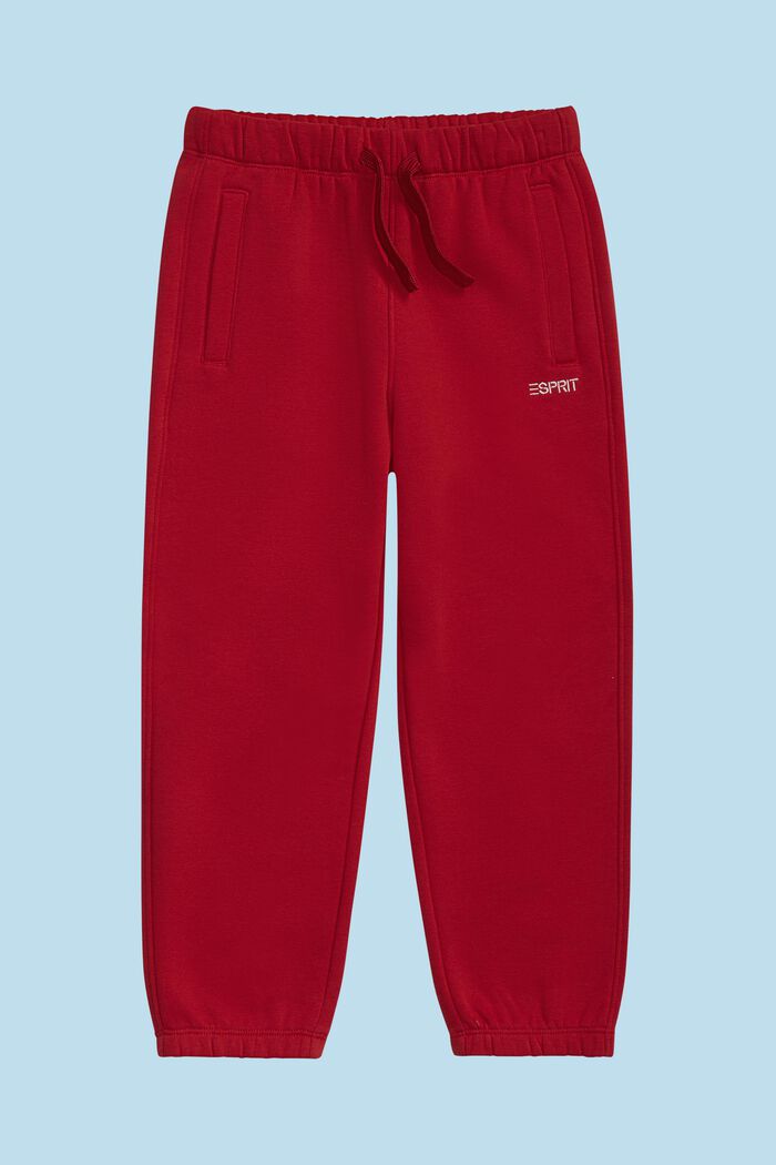 Teplákové kalhoty s logem, z bavlněné směsi, DARK RED, detail image number 1