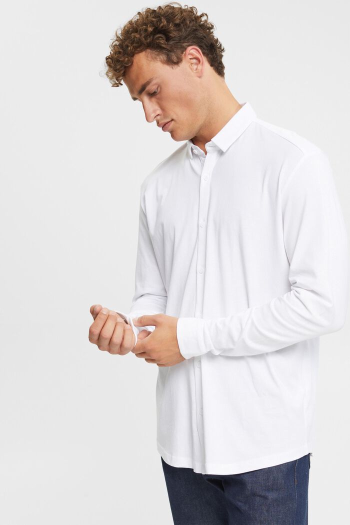 Žerzejová košile, 100 % bavlna, WHITE, detail image number 0