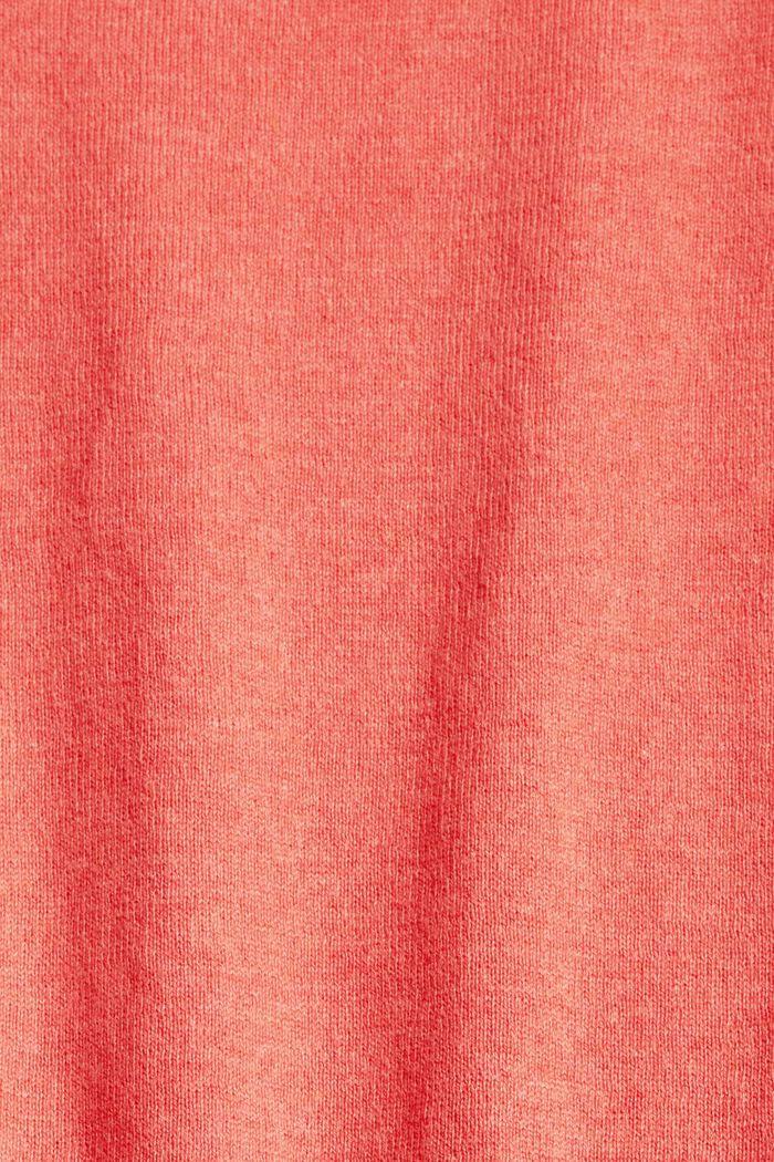 Pulovr z jemné pleteniny ze 100% bavlny, CORAL, detail image number 1