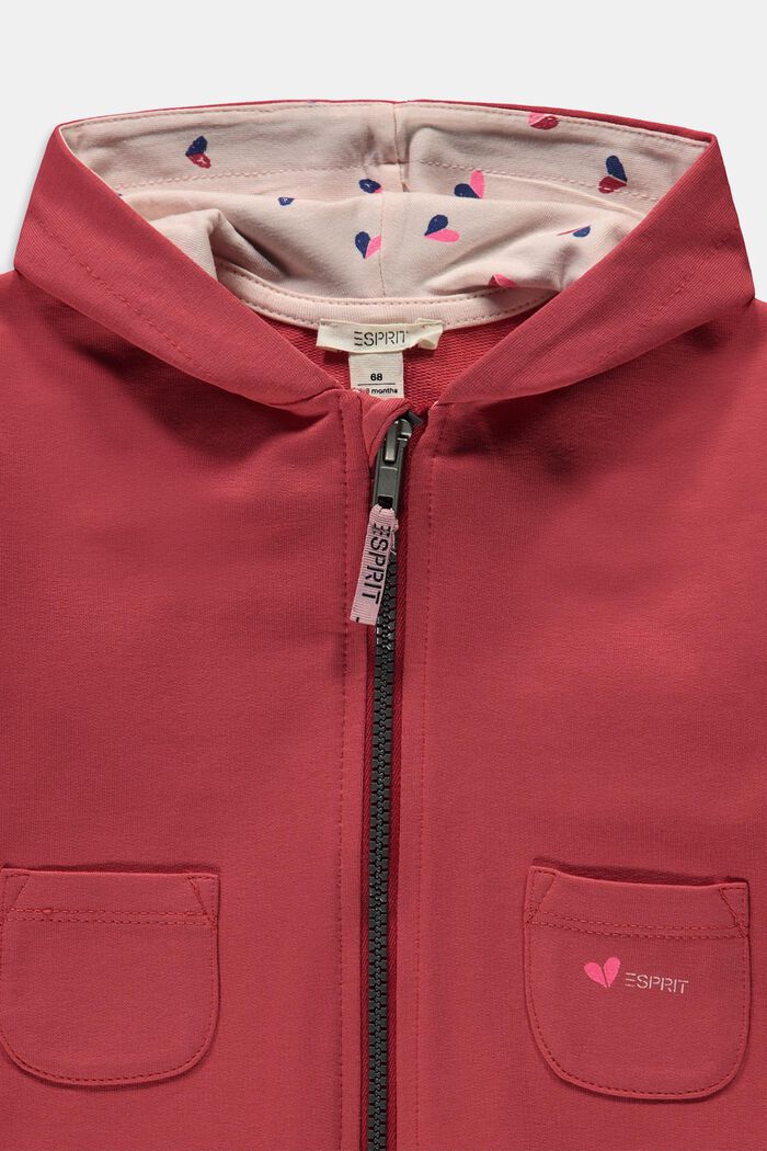 Mikina s kapucí, z bio bavlny, GARNET RED, detail image number 2