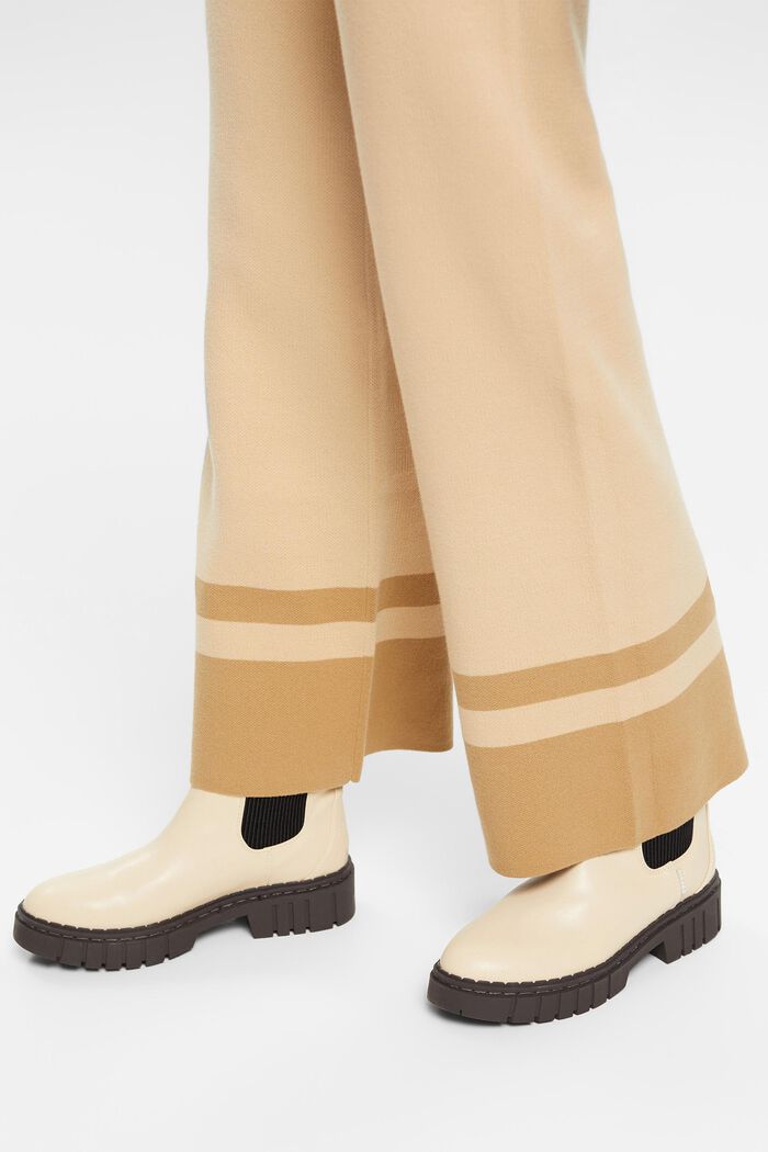 Kalhoty z úpletu, široké nohavice, dvě barvy, SAND, detail image number 4