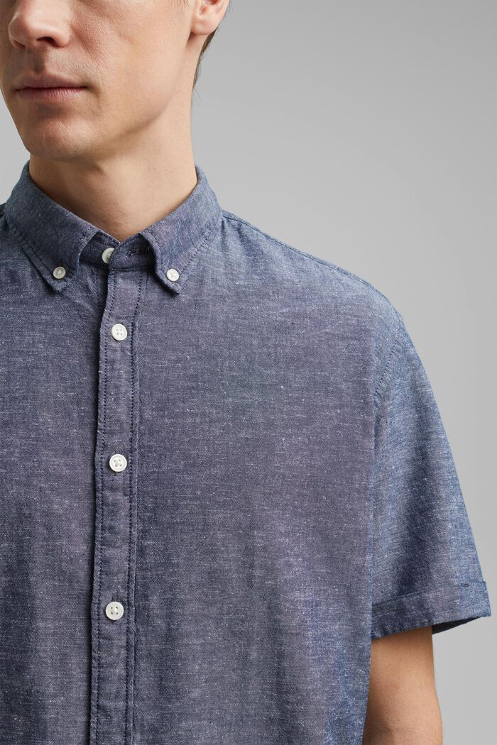 Len / bio bavlna: košile s krátkým rukávem, NAVY, detail image number 2