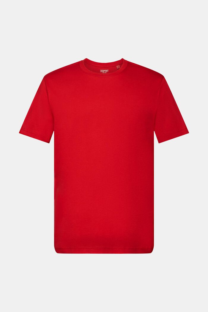 Tričko s kulatým výstřihem, z žerzeje z bavlny pima, DARK RED, detail image number 6