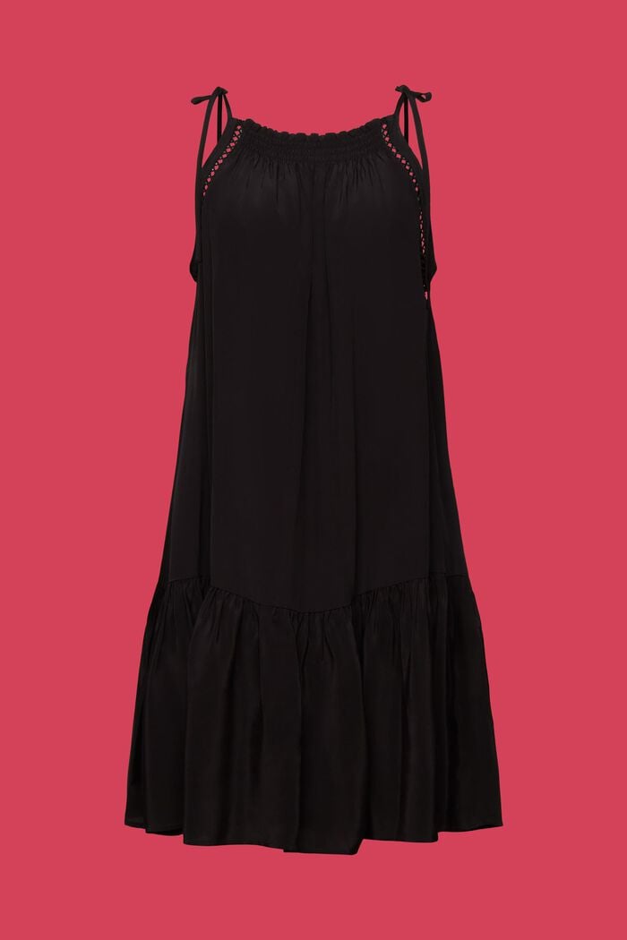 Šaty na ramínka s nařasením, BLACK, detail image number 6