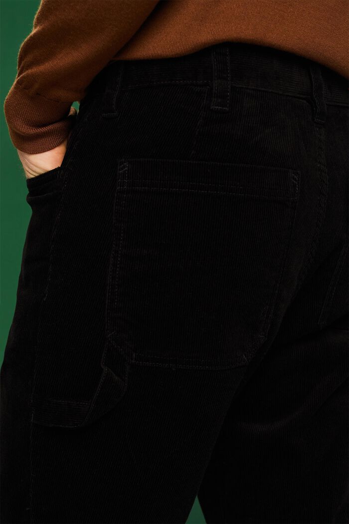 Rovné manšestrové kalhoty v carpenter stylu, BLACK, detail image number 4
