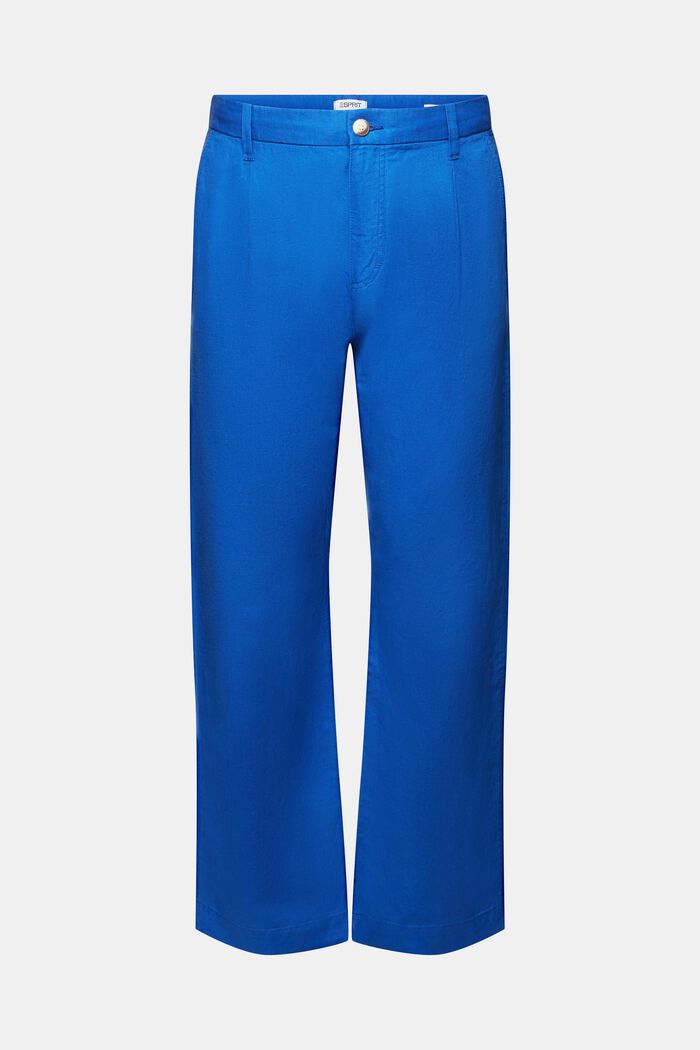 Rovné kalhoty ze směsi lnu a bavlny, BRIGHT BLUE, detail image number 7
