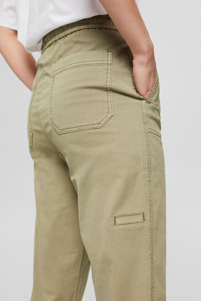 Strečové kalhoty s pasem na gumu, bio bavlna, LIGHT KHAKI, detail image number 6