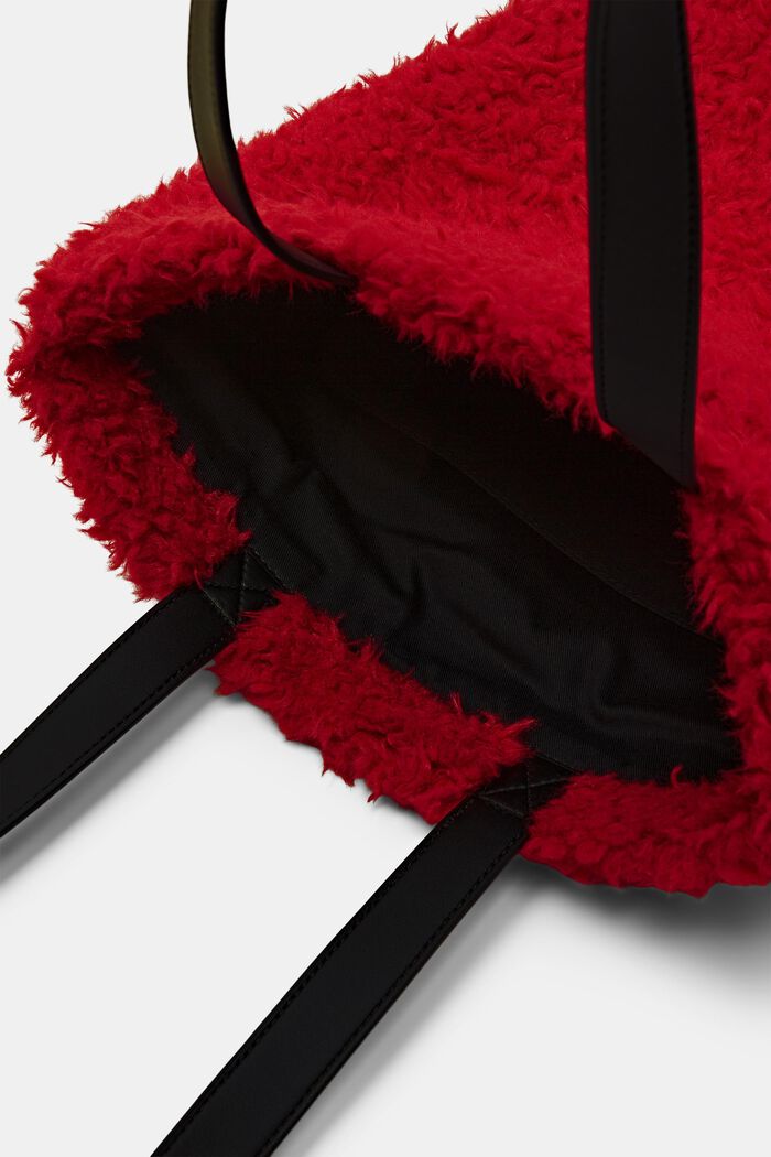 Kabelka tote bag z umělé kožešiny, DARK RED, detail image number 3