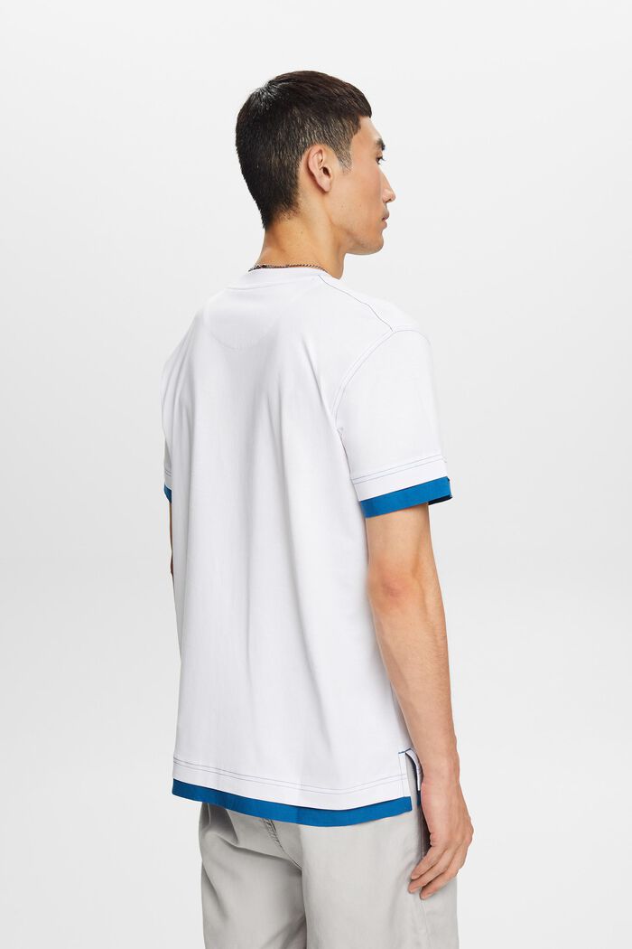 Tričko s kulatým výstřihem ke krku, s vrstveným vzhledem, 100% bavlna, WHITE, detail image number 3