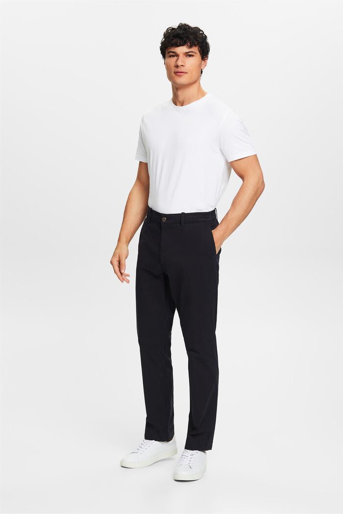 Kalhoty chino, bavlněný kepr, rovný střih, BLACK, detail image number 5
