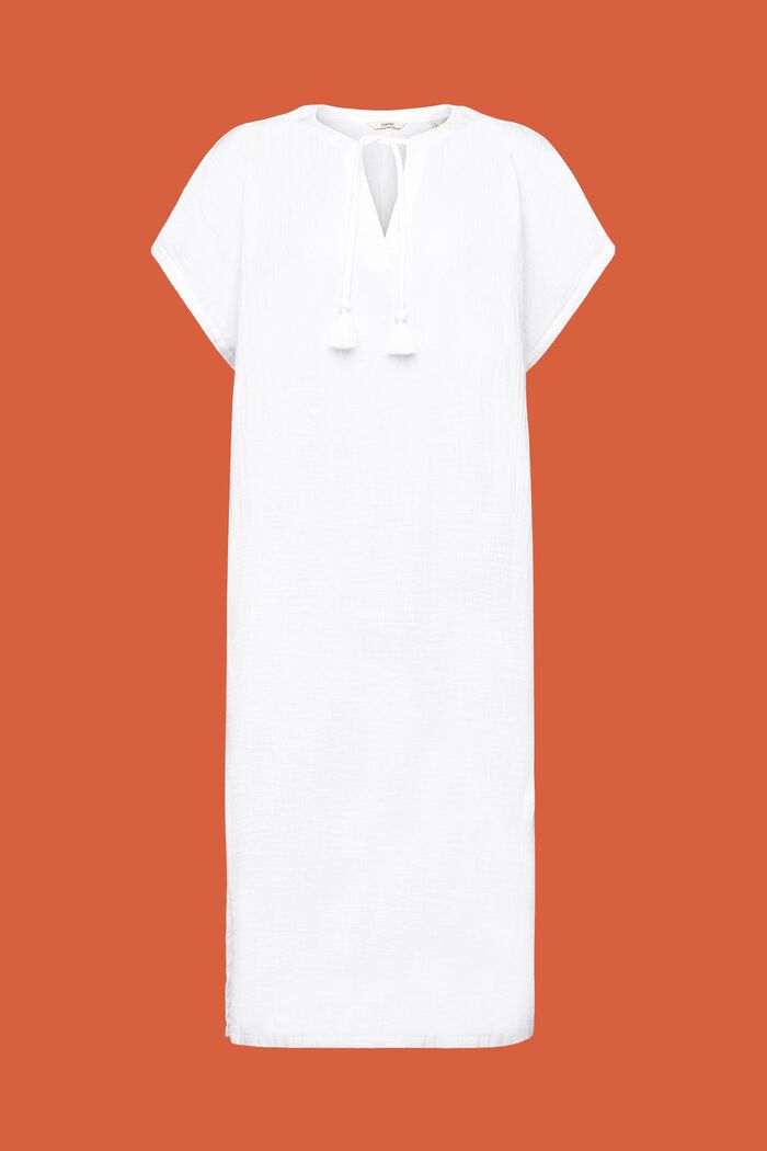 Plážové tunikové šaty, 100% bavlna, WHITE, detail image number 5