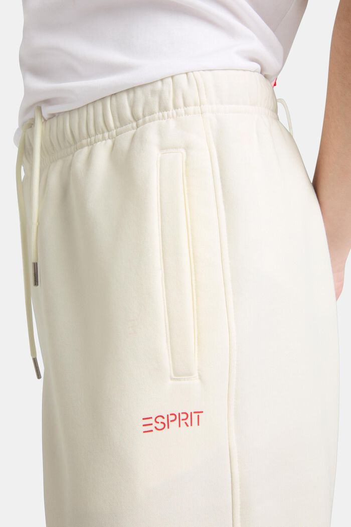 Unisex teplákové flaušové kalhoty s logem, z bavlny, OFF WHITE, detail image number 2