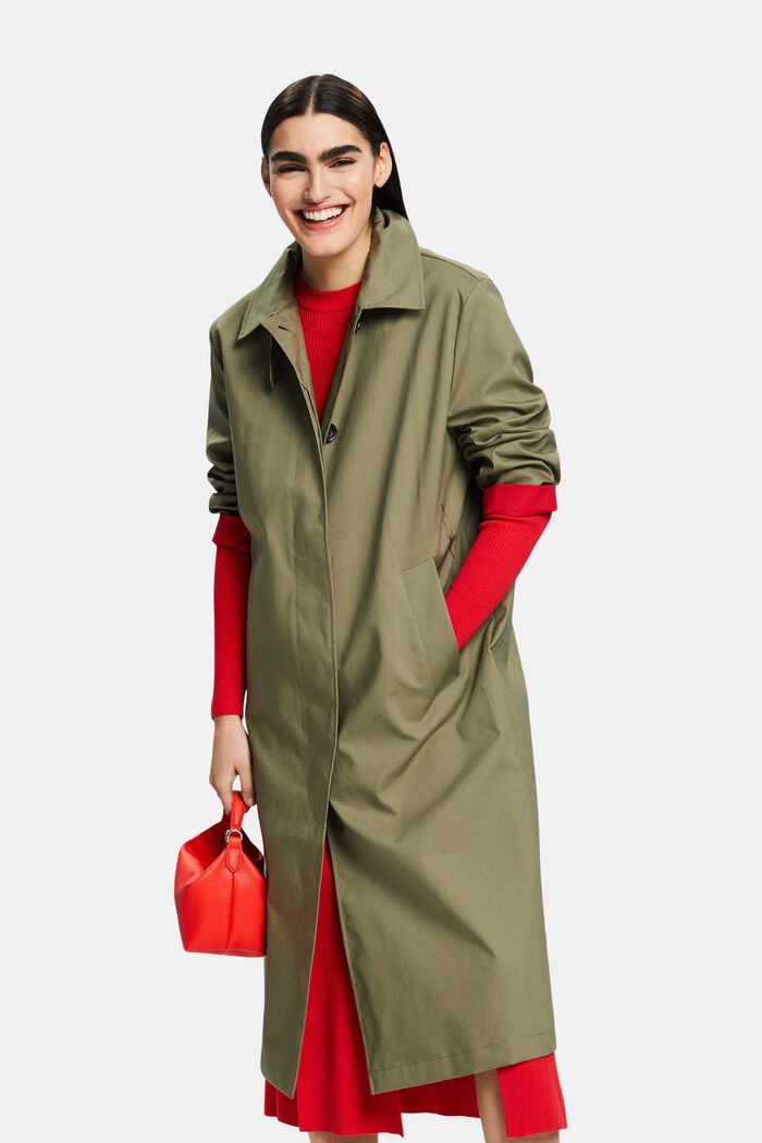 Kabát typu car coat, midi délka, OLIVE, detail image number 0