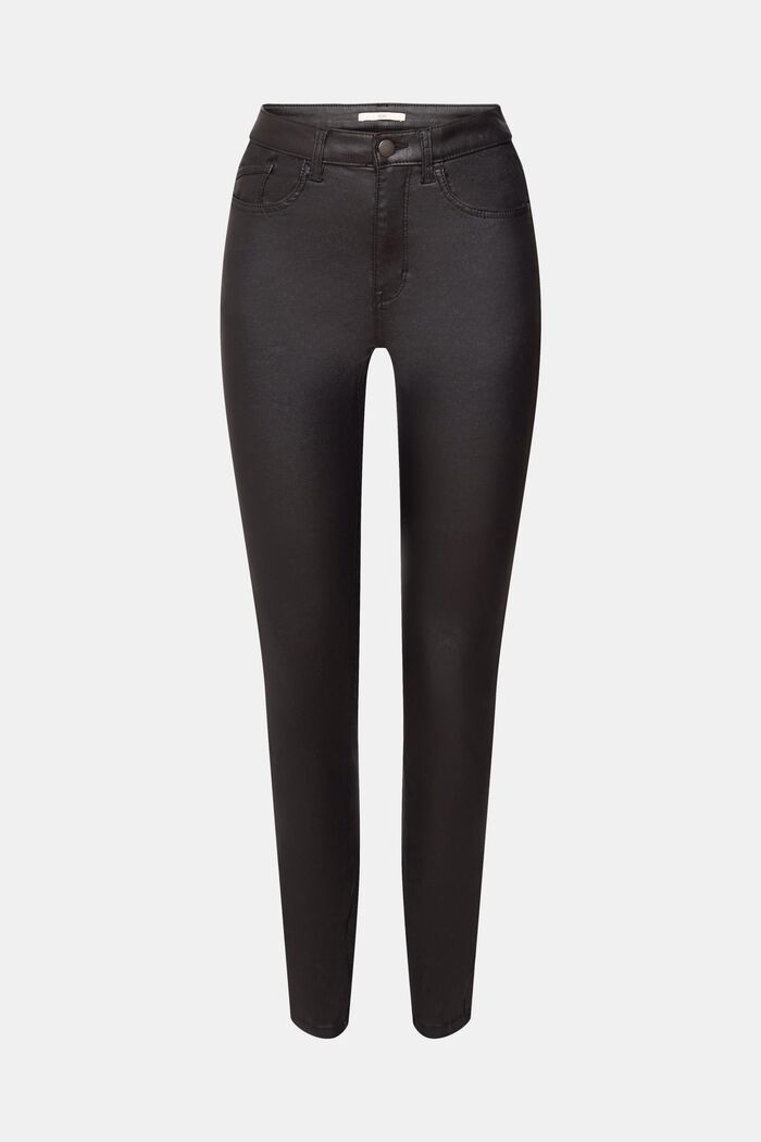 Kalhoty s vysoký pasem a povrchovou úpravou, BLACK, detail image number 6