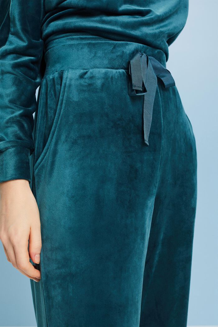 Sametové kalhoty pro volný čas, PETROL BLUE, detail image number 3